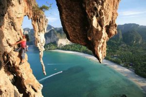 rock climbing railay beach krabi thailand