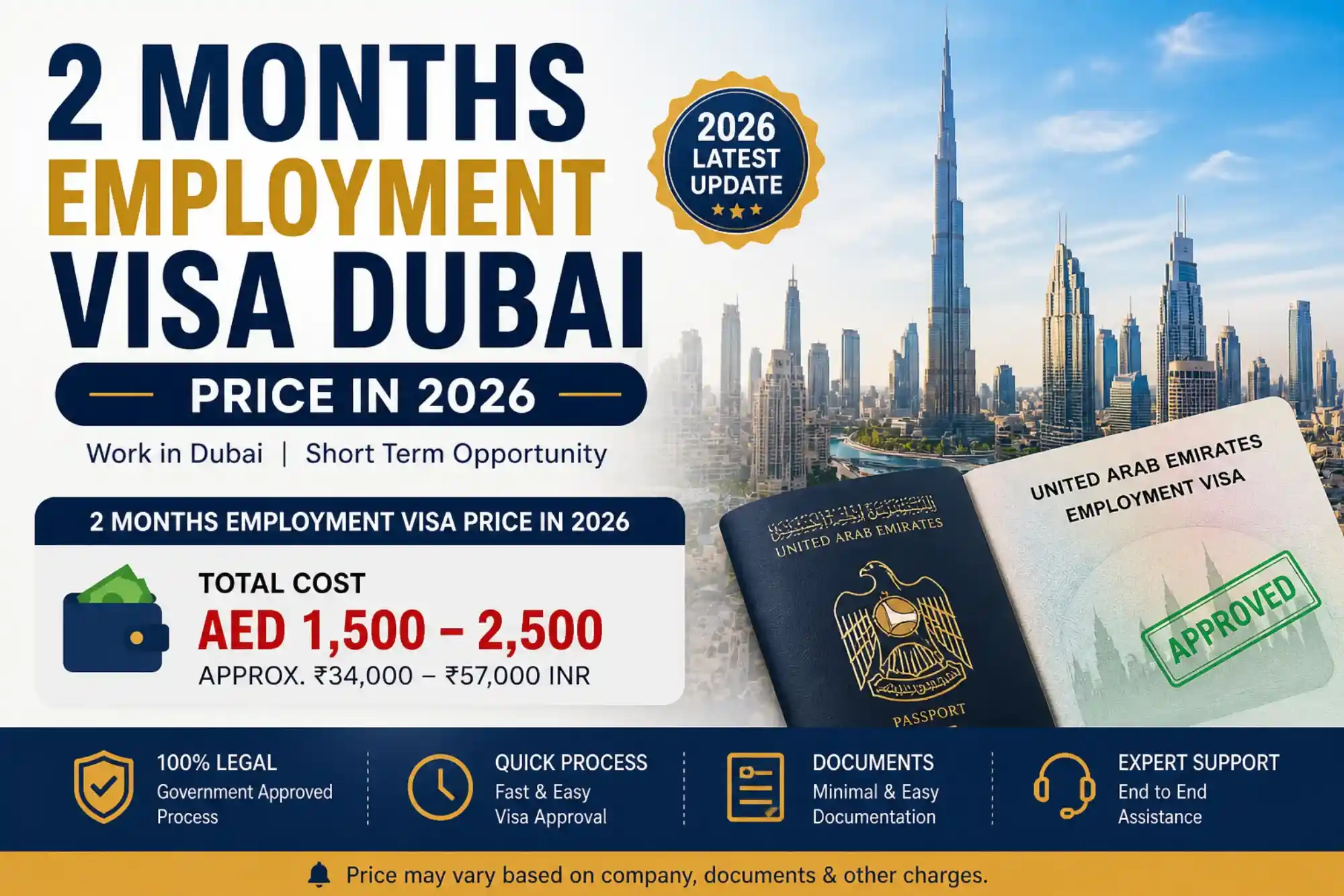 2 Months Employment Visa Dubai Price in 2026